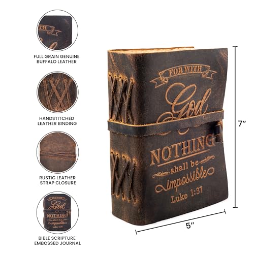 LEATHER VILLAGE Bible Journal, Distressed Brown 7x5. - color: Distressed Brown, size: 7 inches X 5 inches