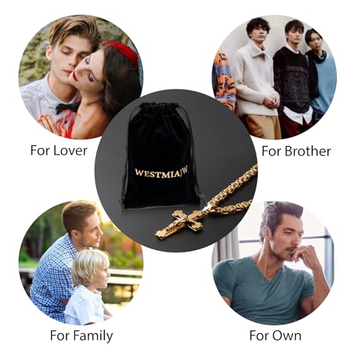 Mens Stainless Steel Silver Gold Jesus Cross Pendant Necklace Chain Bracelet Set Jewelry 45/50/55/60/65/70/75cm - style: Style 01-Color Yellow