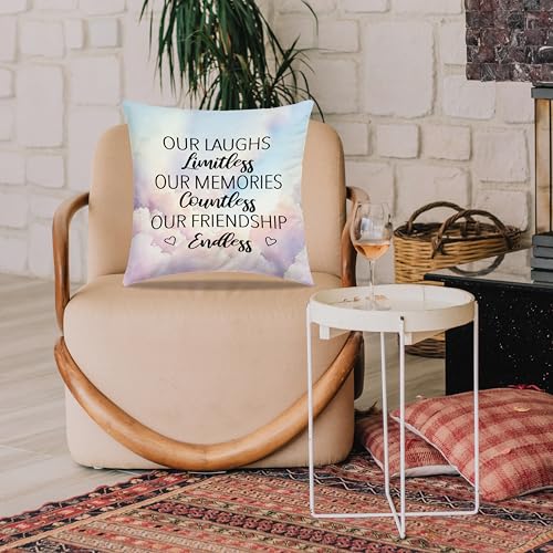 Dibor Friendship Throw Pillow Covers 18x18 in, Gifts for Best Friends, Pastel Cloud Decorative Couch Cushion Covers, BFF Bestie Friendship Gifts for Women, Pillow Case for Home Living Room - color: Friend