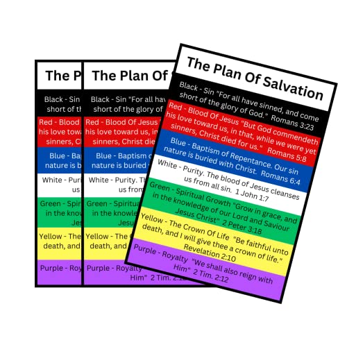 12 Sets Of Wooden Colors of Faith Plan of Salvation Beaded Cross Necklaces With Plan Of Salvation Pocket Cards Gospel Tracts Using 7 Colors Of Salvation Ministering Tool Inspirational Bible Verses