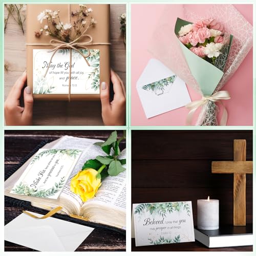 Affrolling 50 Pack Christian Thank You Cards Bulk with Envelopes Stickers - style: Leaf
