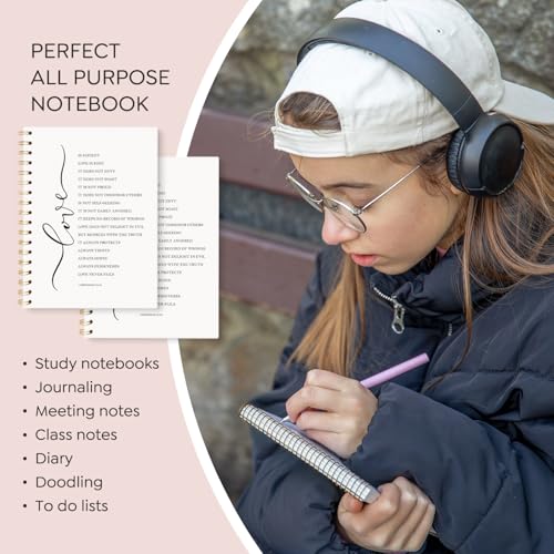 Christian Church Spiral Notebooks Journal for Women, 5.5x8.3 Inch - color: love