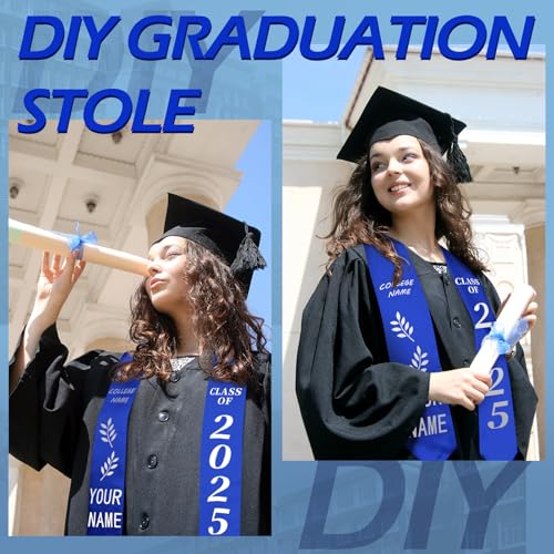 Geyoga 24 Pcs Graduation Stole Bulk Sublimation Blank 70 in - color: Blue