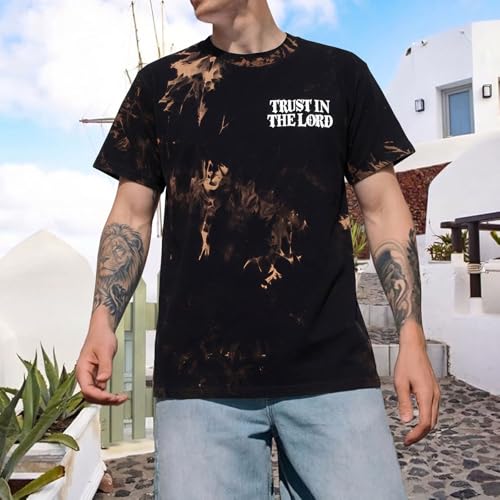 Mens Christian Graphic TShirt Jesus Faith Bible Verse Inspirational Tee - color: Tie-dye - Brown, size: Small