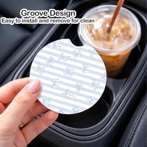 Car Coasters for Cup Holders, 2 Pack Absorbent Ceramic Cup Holder Coasters for Car, Car Cup Coasters with Stylish Design, Cute Car Accessories for Women Interior, Universal Fit (Blue) - color: Blue
