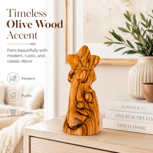 Zuluf Mini Olive Wood Holy Family Jesus Figurine Nativity Statue 4.1in