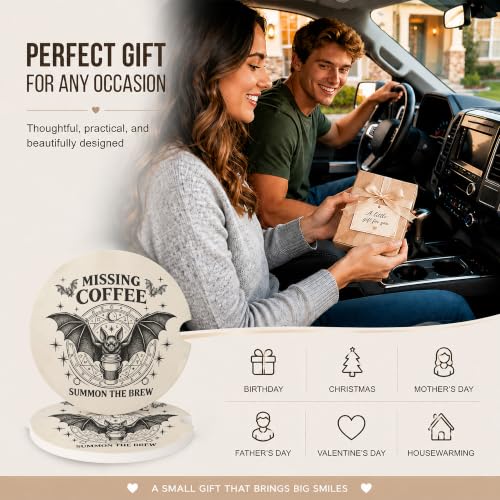 Car Coasters for Cup Holders, Witchy Bat Car Coasters Set of 2, B20 - color: Bat