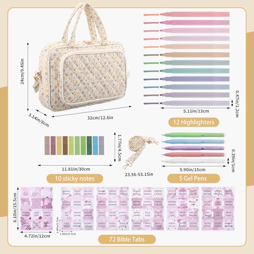 BESARME Large Bible Bags for Women with Strep, French Floral - color: French Floral, size: Extra Large