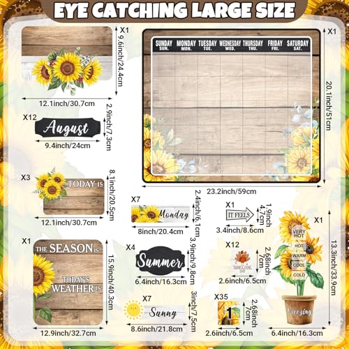 Cholemy 85 Pcs Calendar Bulletin Board Set Classroom Calendar Bulletin Board with Numbers Month Weather Classroom Decorations for Back to School Wall Chalkboard Decor Supplies(Sunflower) - style: Sunflower