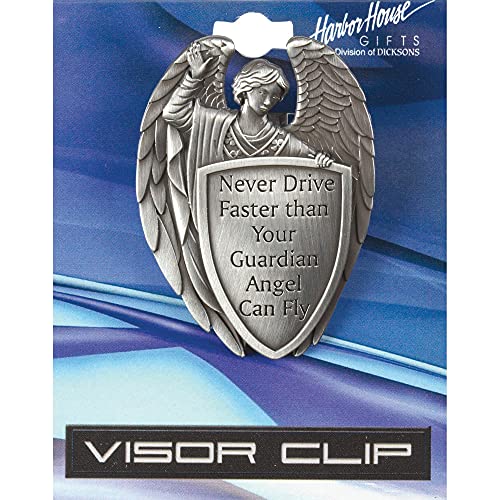 Dicksons Male Guardian Angel Silver Tone 2.5 Inch Zinc Alloy Metal Auto Visor Clip (Pack of 2) - size: 2.5 Inch (Pack of 2)
