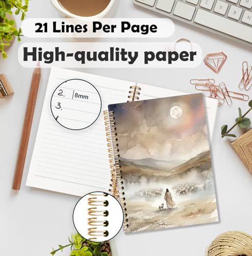 BNHJKFQZ Jesus and Lamb Christian Spiral Journal Notebook for Women Men, Christian Gifts Hardcover Notebook for Work Note Taking, The Good Shepherd Religious Journals for Writing - color: Bible-Jesus and the Sheep
