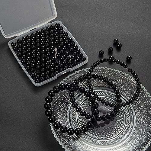 100Pcs Natural Stone Beads 8mm Black Oynx Round Gemstone Loose Beads with Elastic Bracelet String for Bracelets Necklace Jewelry Making - color: Black Oynx, size: 8mm