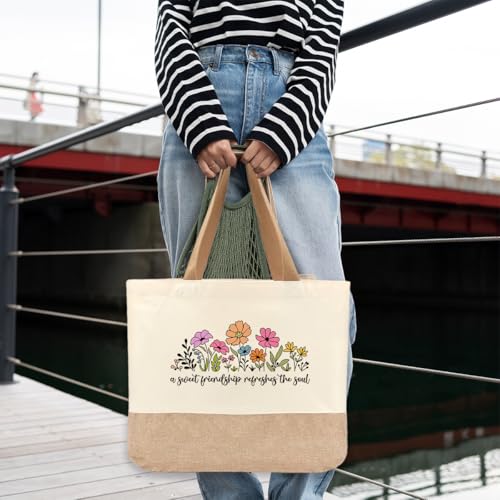 Tote Bag, Gifts for Women Friends Girlfriend Coworker Wife Mom Reusable Tote Bags Birthday Thank You Gift - color: A Sweet Friendship