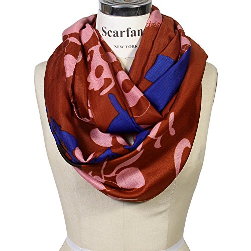 Scarf& Scarfand's Vibrant Colored Artistic Painting & Graphic Print Infinity Fashion - color: Floral Pumpkin