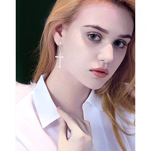 DAOCHONG S925 Sterling Silver Cross Dangle Earrings Religious Jewelry