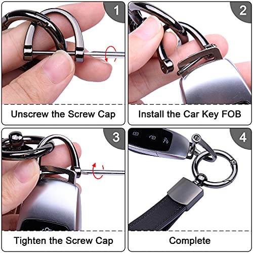 Wisdompro Genuine Leather Car Keychain, Universal Key Fob Keychain - color: Black