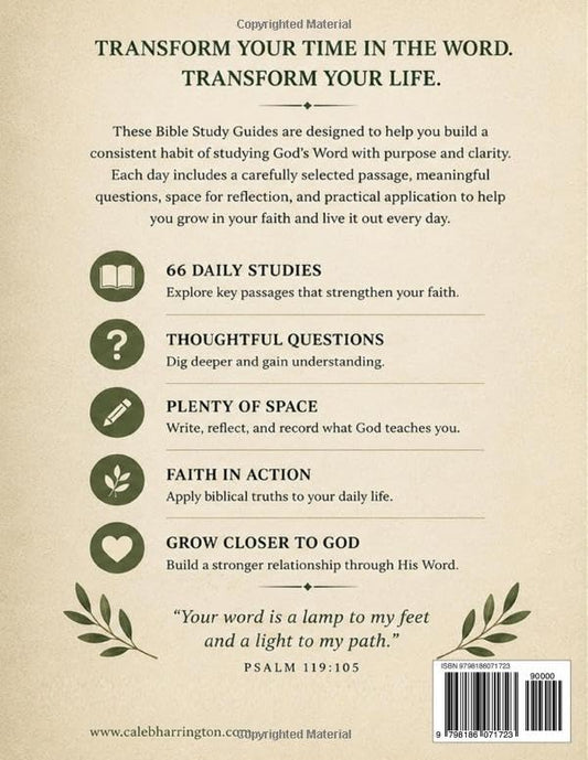 Bible Study Guides 66 Pages Large Print: Overviews, Backgrounds, Key People, Verses, Themes and Reflection Questions for All Old and New Testament Books