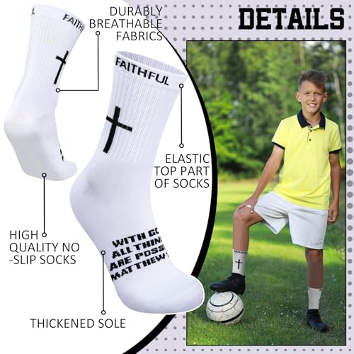 Glitopper 6 Pairs Christian Cross Sock, Bible Verse, Us 6-12 - color: White