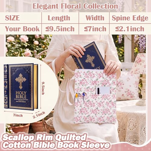 Gilprop Bible Book Sleeve 11" x 9" Pink Floral Quilted Zippered - style: Pink Floral