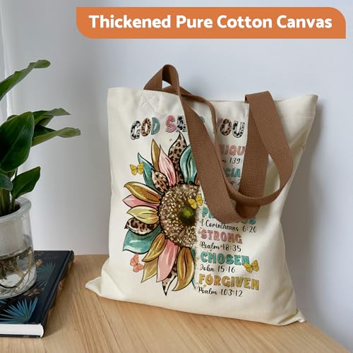 Canvas Tote Bag Aesthetic for Women, Cute Tote Bag with Zipper Pocket, Heavy Duty Reusable Shopping Bags for Grocery - color: 38-christian Bible