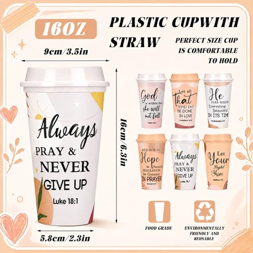 Skylety 12 Pack Christian Gifts for Women Mother's Day Scripture Coffee Cups with Lids 16 oz Bible Verse Tumbler PP Travel Coffee Mug for Mom Teachers Pastor Wife Church Party Favor(Boho) - style: Bohemian