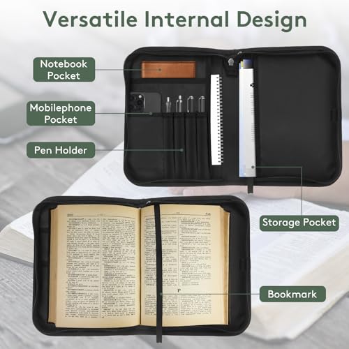 Bible Cover Case for Women PU Leather Woman Book Carrying Bag Bible, Protective Bible Organizer Holder Bag with Handle and Zippered Pocket, Christian Gift for Lady Girls (Boho Floral, XL) - color: Boho Floral, size: XL