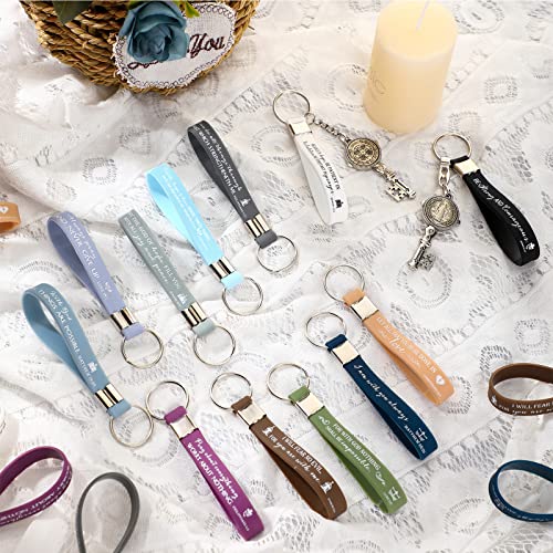 Sureio 36 Pcs Inspirational Christian Gift Silicone Keychain Bulk Religious Bible Verse Church Gift for Women Men Grandparent - color: Mixed Color