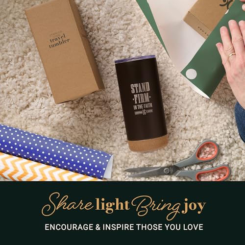 Christian Art Gifts 16 oz. Brown Stand Firm Bible Verse Travel Tumbler