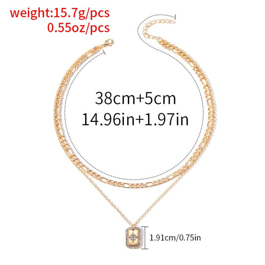 Clover Necklace Dainty Hollow 4 Leaf Choker Necklaces Tiny Cute Pendant Necklaces for Women 18K Gold Plated Lucky Four Leaf Pendant Jewelry - style: 2 layer-plate