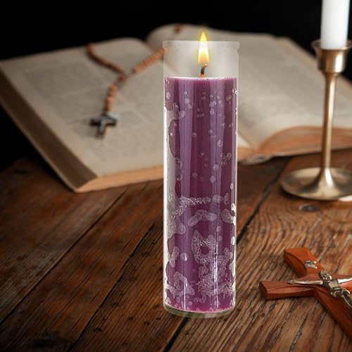 Mega Candles Unscented Devotional Vigil Prayer Wax Candle 1 Count 2" x 8" - color: Purple, size: 1 Piece