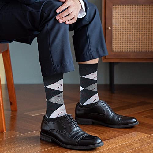 Men's Colorful Striped Dress Socks, 5-Pack Cotton, Sock Size 10-13 - color: Classic Multicolor Argyle Mix