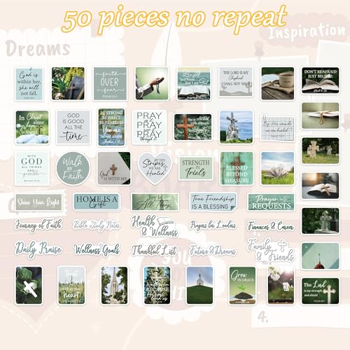 Prayer Board Stickers for Women, Green Christian Bible Decals for Journals - color: Green Bible Verse