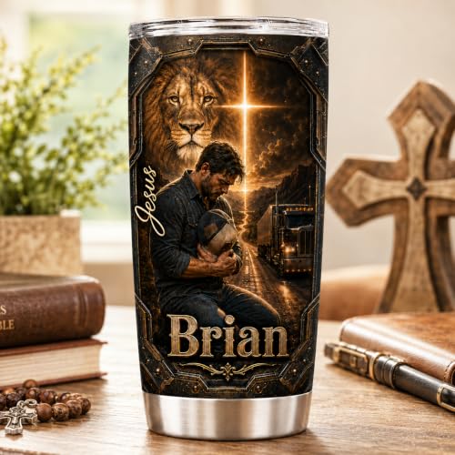 Personalized Christian Gifts For Men - A Child Of God Man Of Faith Warrior Christ Tumbler V2 - Faith Religious Bible For Dad, Husband, Grandpa on Fathers Day, Christmas, Birthday - color: CH-VAR-02
