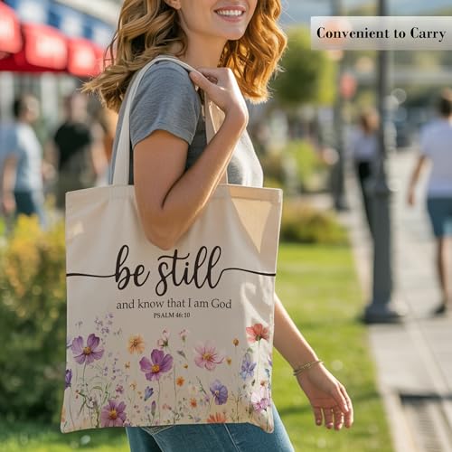 Christian Tote Bag for Women, Church Bible Canvas Bag with Inner Pocket for Churchgoers - color: Yellow
