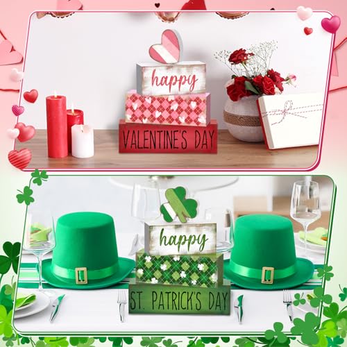 Britimes Tray Block Signs Set, 8Pack, Wooden, Home Kitchen, Day St - style: Valentine's Day and St. Patrick's Day