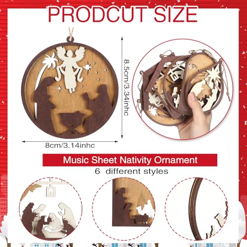 Bucherry 6 Pcs Wooden Christmas Nativity Scene Ornaments Bulk,Retro Style - style: Retro Style