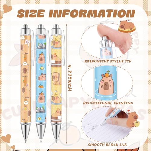 Dispowreath 12 Pcs Capybara Ballpoint Pens 1.00 mm Black Ink for Women - style: Capybara