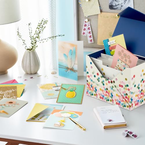 Hallmark All Occasion Handmade Boxed Set of Assorted Greeting Cards with Card Organizer (Pack of 24)—Birthday, Baby, Wedding, Sympathy, Thinking of You, Thank You, Blank - color: Polka Dot Box, size: A5, style: Cards