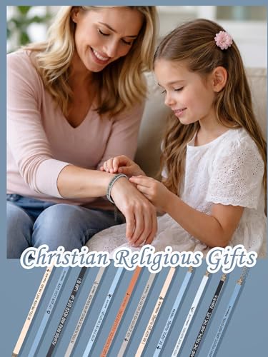 Sureio 15 Pcs Christian Bracelet Scripture Bible Verse Gift - color: Morandi Blue