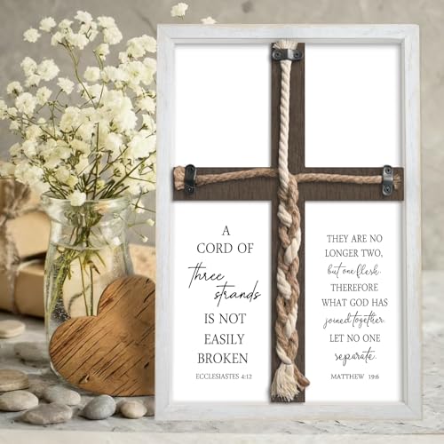 ZZJJHYWGQ A Cord of Three Strands Wedding Unity Wall Decor, White, 15"X10" - color: A Cord of Three Strands Wedding(White), size: 15"L x 10"W