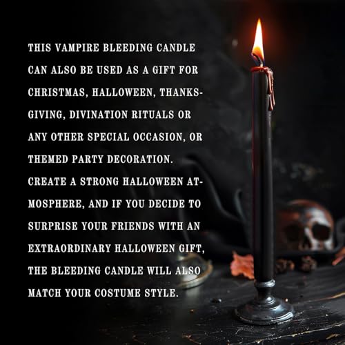 12 Pack 10 Inch Black Taper Candles, Vampire Blood Drip Halloween - color: black01-10“12pcs