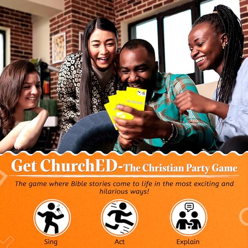 Kulture Games Get ChurchED | The Christian Party Game| Christian Gifts & Cards | Bible Trivia Game | Charades Games | Family & Youth Groups | Bible Quiz (Sing, Act/Charades, Explain) - style: Get ChurchED
