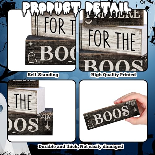 Lineshading 4 Pcs Halloween Table Decoration Ghost Wooden Tiered Tray Decor - style: Bat Ghost