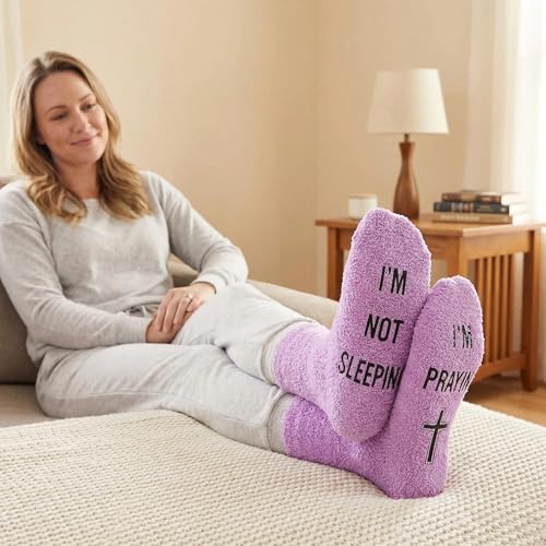 Christian Gifts for Women - Religious Gift Novelty Jesus Socks, Catholic Inspirational Faith-Based Present - color: Purple