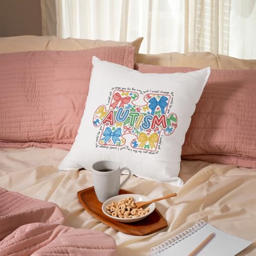 QIYUHOY Preppy Bow Autism Awareness Throw Pillow Covers, 18x18 Inch - color: 007-motivational