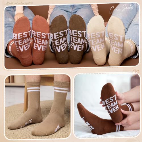 Glitopper 12 Pairs Best Team Ever Gift Socks Bulk - color: Maillard, style: Team