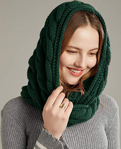 NEOSAN Womens Thick Ribbed Knit Winter Infinity Circle Loop Scarf - color: Twist Dark Green