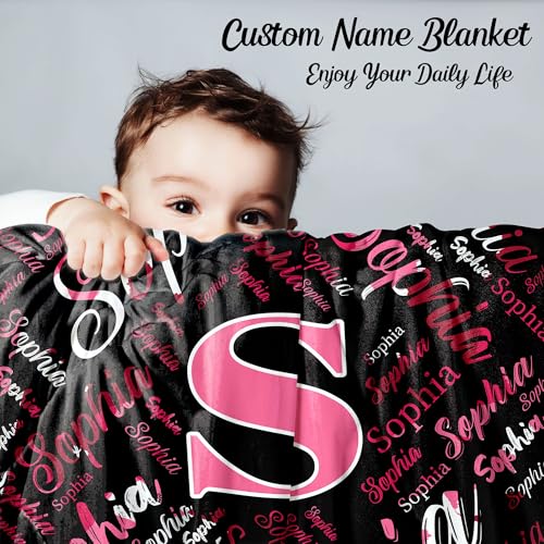 Custom Baby Blanket,Personalized Name Throw Blankets for Girls Boys Kids Baby Newborn Customized Gifts for Birthday Christmas - color: Design 2