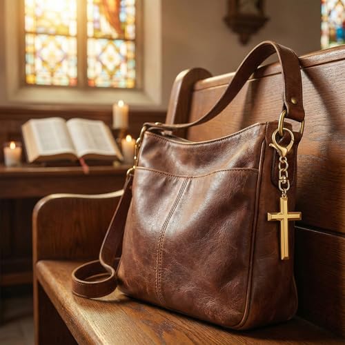 Angyape Christian Cross Keychain for Women Man Gold Bag Charms for Handbags Purse Accessories Car Key Chain Mini Jesus Gifts