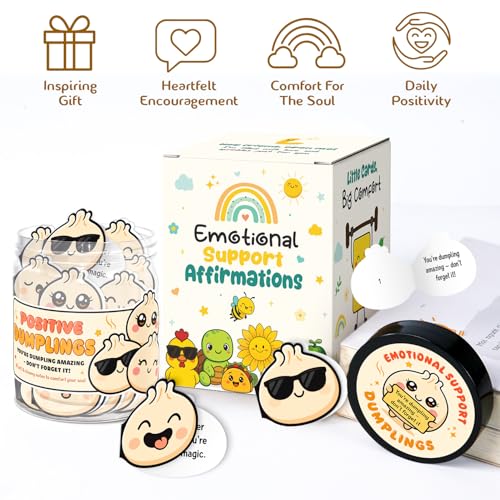 Emotional Support Dumplings - 60 Positive Dumpling Cards Jar, Daily Affirmation Cards For Women, Girls - Birthday Gift Ideas for Coworkers, Best Friends - Uplifting Messages Cards to Cheer Someone Up - color: Positive Dumpling